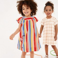 Robe en coton manches courtes pour fille