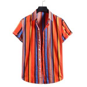 Chemisette homme à bandes multicolorées