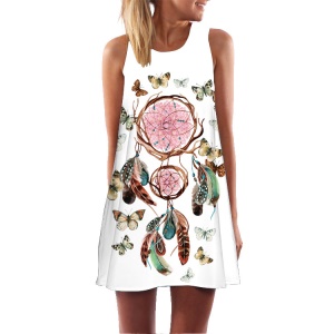 Robe courte sans manches et à col rond
