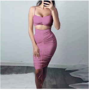 Ensemble mini haut  + jupe courte rétractable