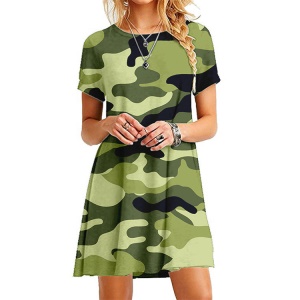 Robe à manches courtes et col rond imprimé de style européen et américain ultra-court pelucheux robe de princesse pour Amazon 2019