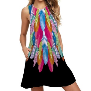Robe ample décolletée sans manches  avec poches