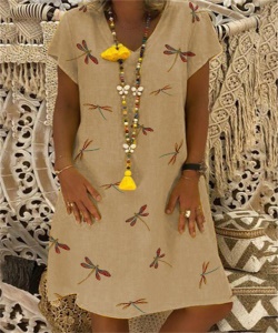 Robe à manches courtes Col en V