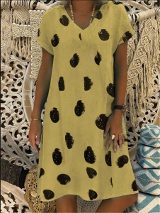 Robe à manches courtes Col en V