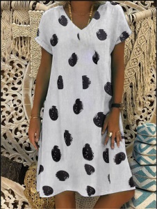 Robe à manches courtes Col en V