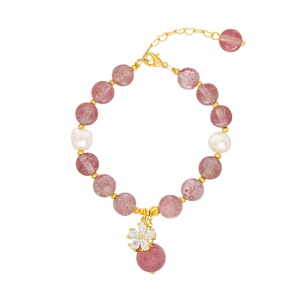 Bracelet en cristal rose avec perles