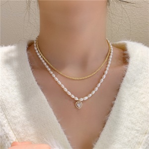 Collier de perle pendentif en cœur