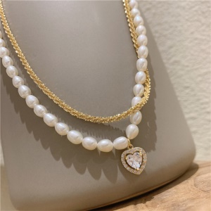 Collier de perle pendentif en cœur