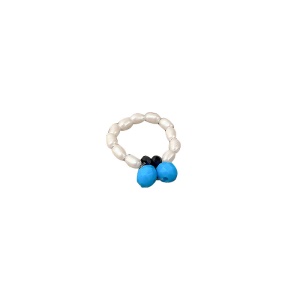 Bague de perles à motif fruité et fleuri
