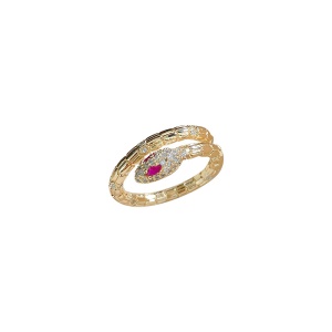 Bague sertie de diamants artificiels à motif serpent
