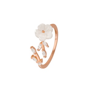 Bague ouvert avec design de fleur