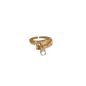Bague en forme de fermeture éclair en  zircon avec diamant incrusté