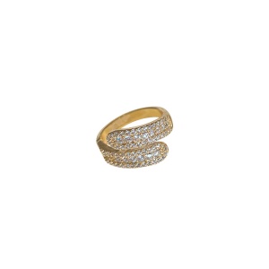 Bague ouverte simple avec diamant incrusté et plaqué