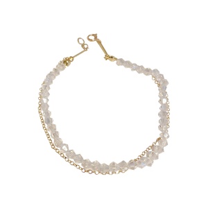 Bracelet de cheville avec double chaîne cristal artificiel