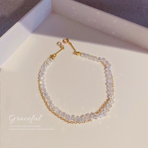 Bracelet de cheville avec double chaîne cristal artificiel
