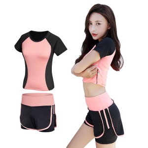Ensemble de sport Short collant intégré taille haute T-shirt manches courtes
